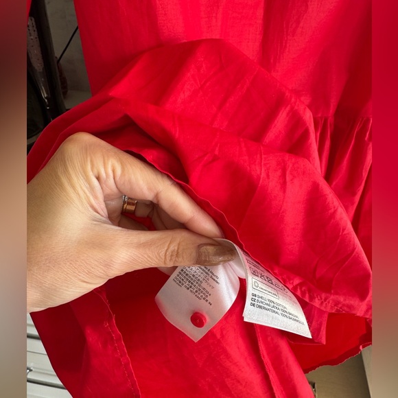 H&M RED POPLIN MINI RED DRESS - Picture 7 of 7